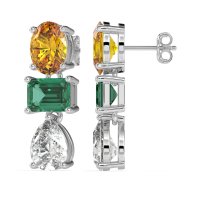 Oval, Emerald & Pear Dangling Earrings