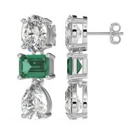 Oval, Emerald & Pear Dangling Earrings