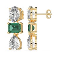 Oval, Emerald & Pear Dangling Earrings