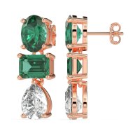 Oval, Emerald & Pear Dangling Earrings