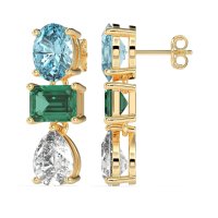 Oval, Emerald & Pear Dangling Earrings