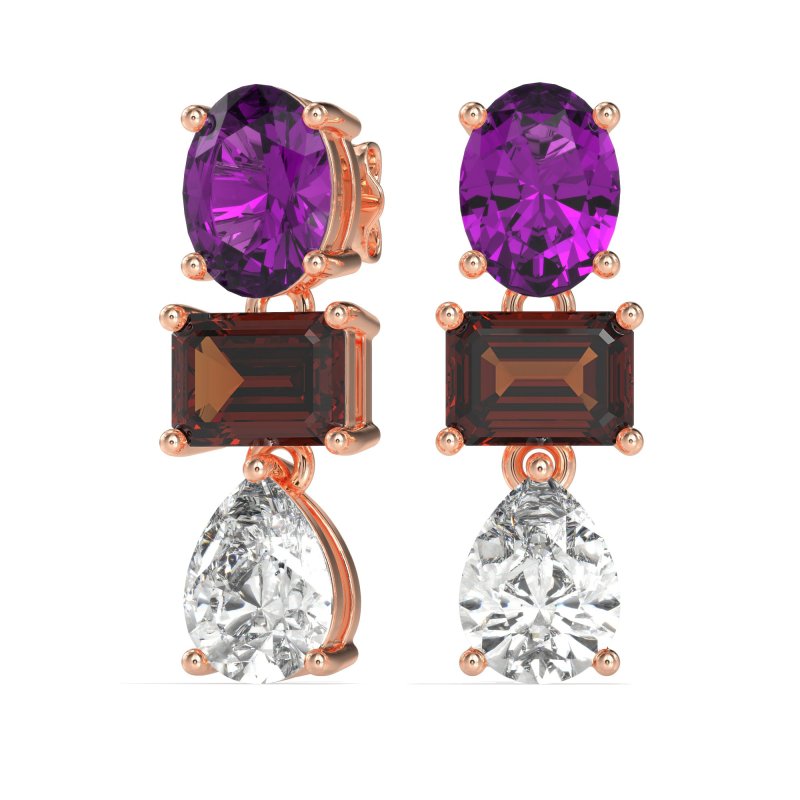 Oval, Emerald & Pear Dangling Earrings