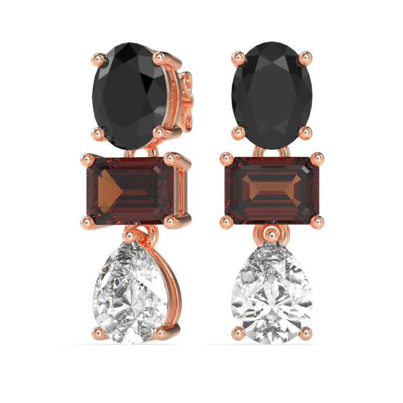 Oval, Emerald & Pear Dangling Earrings