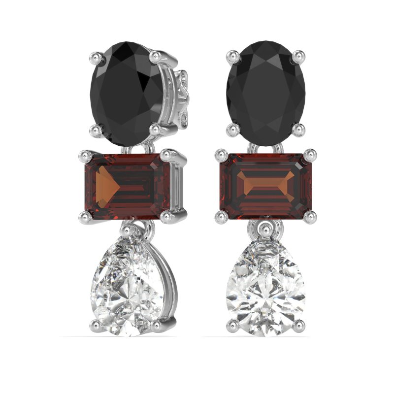 Oval, Emerald & Pear Dangling Earrings