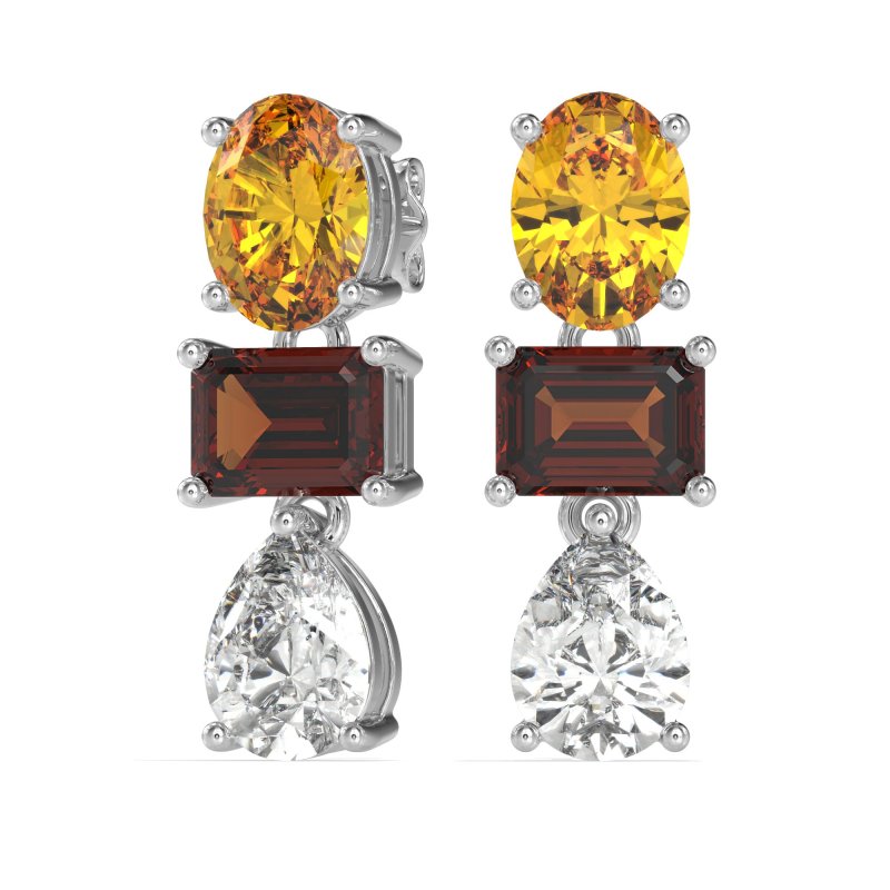 Oval, Emerald & Pear Dangling Earrings
