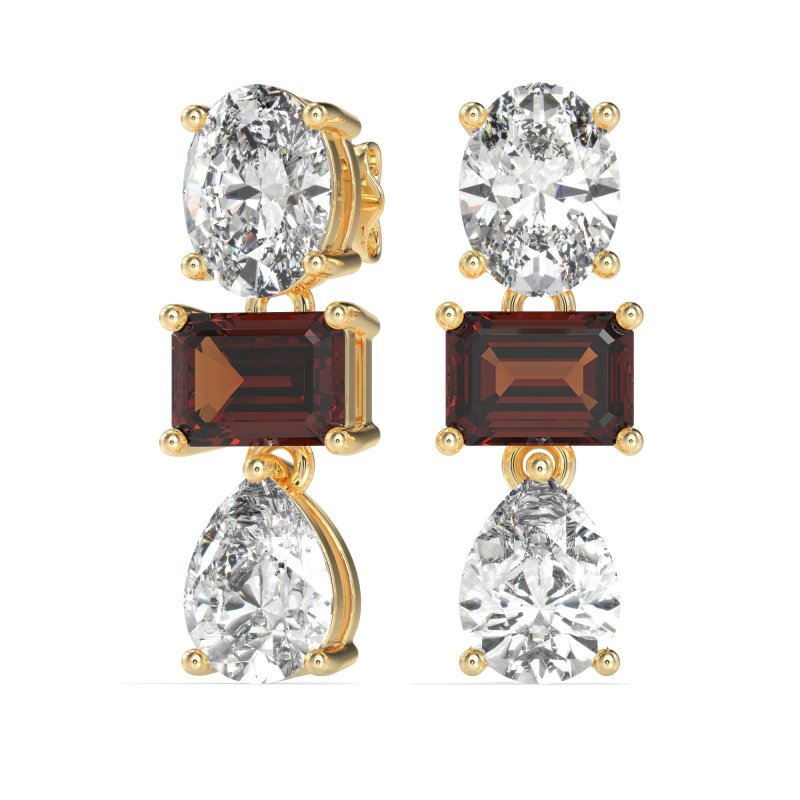 Oval, Emerald & Pear Dangling Earrings