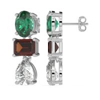 Oval, Emerald & Pear Dangling Earrings