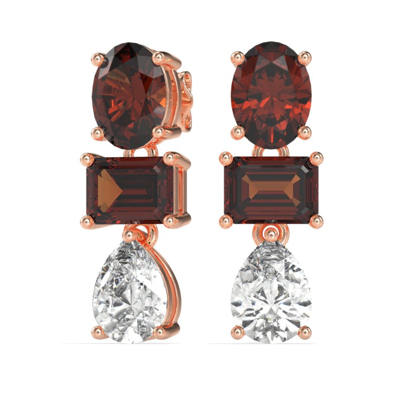 Oval, Emerald & Pear Dangling Earrings