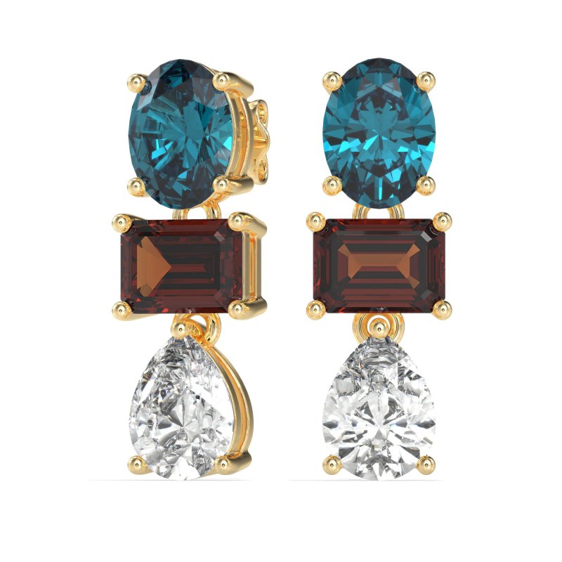 Oval, Emerald & Pear Dangling Earrings