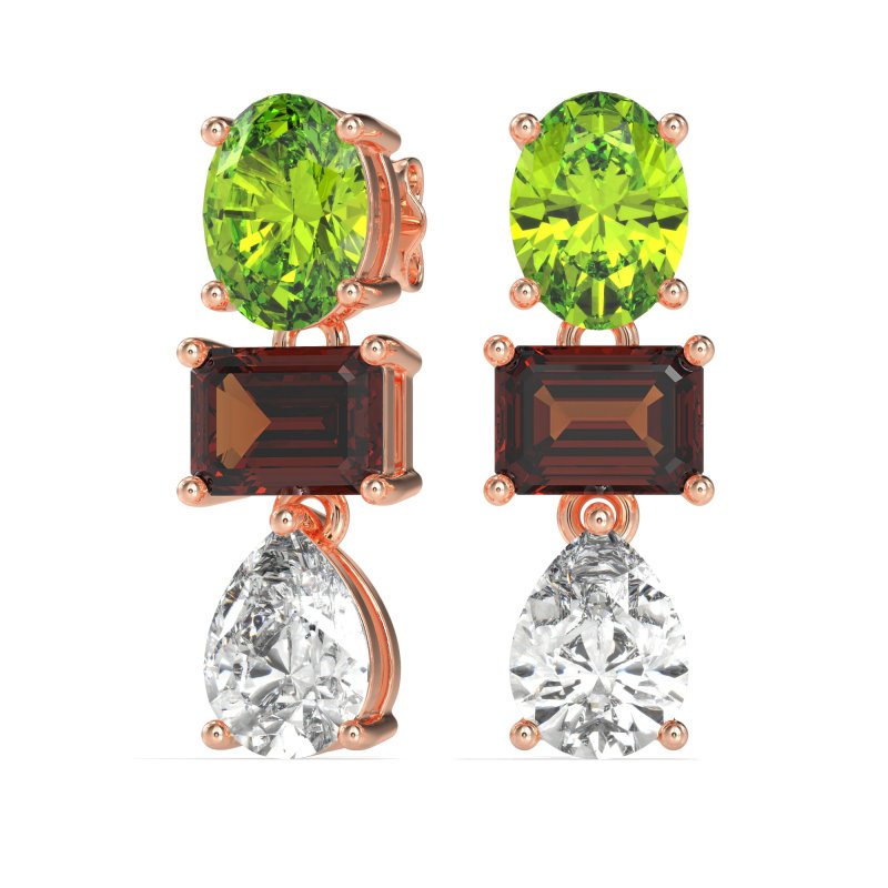 Oval, Emerald & Pear Dangling Earrings