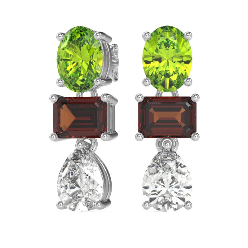 Oval, Emerald & Pear Dangling Earrings