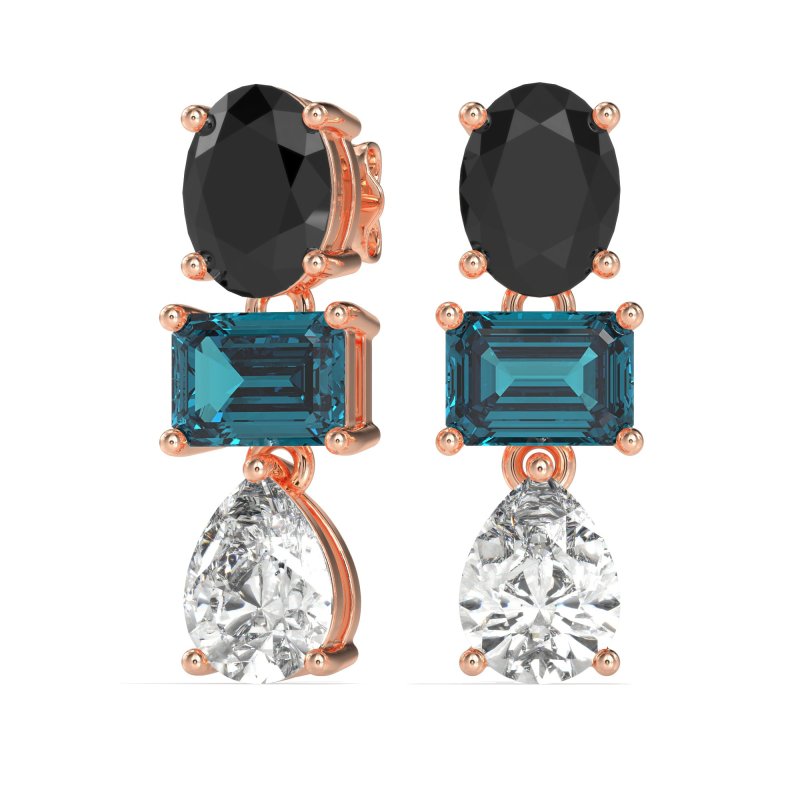 Oval, Emerald & Pear Dangling Earrings