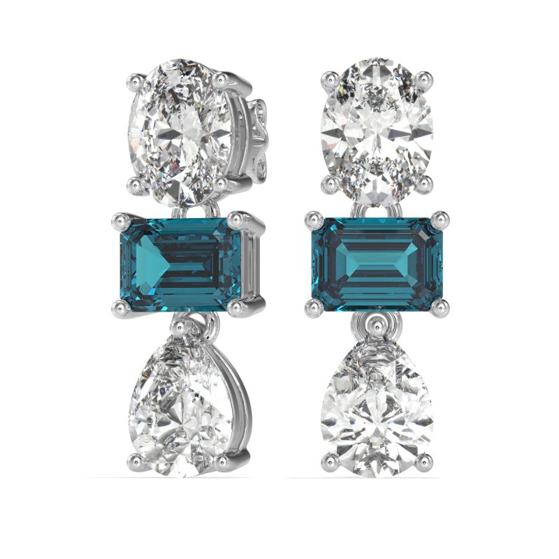 Oval, Emerald & Pear Dangling Earrings
