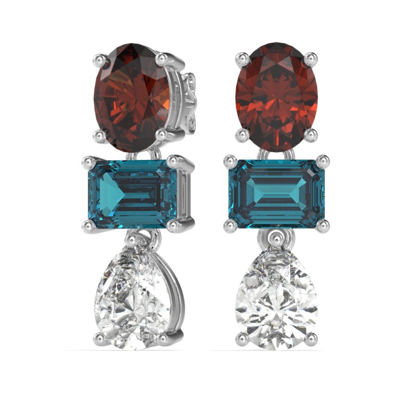 Oval, Emerald & Pear Dangling Earrings
