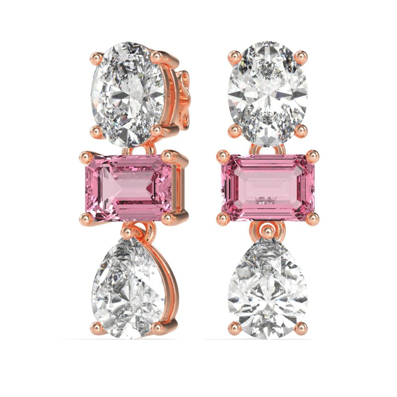 Oval, Emerald & Pear Dangling Earrings