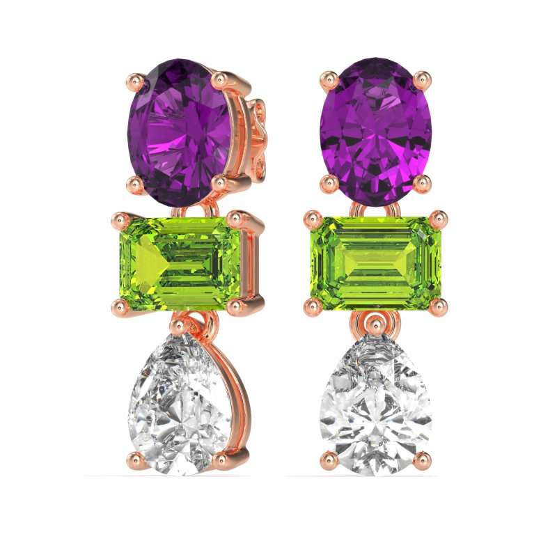 Oval, Emerald & Pear Dangling Earrings