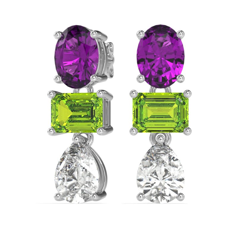 Oval, Emerald & Pear Dangling Earrings