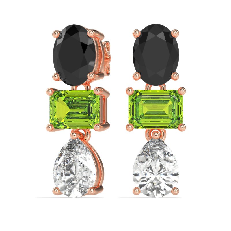 Oval, Emerald & Pear Dangling Earrings