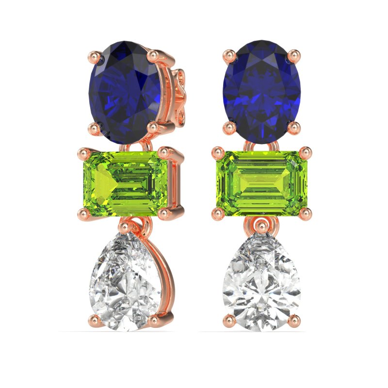 Oval, Emerald & Pear Dangling Earrings