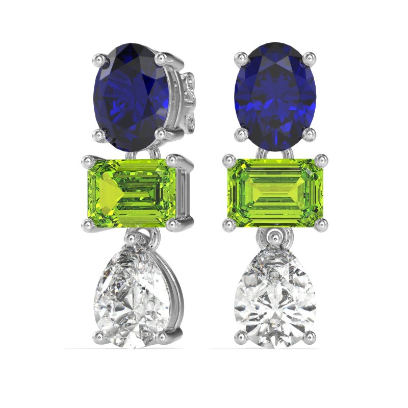 Oval, Emerald & Pear Dangling Earrings