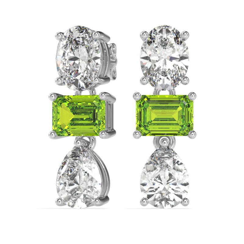 Oval, Emerald & Pear Dangling Earrings