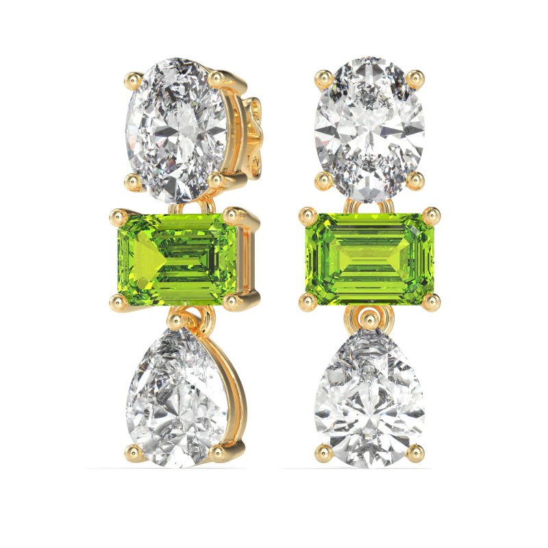 Oval, Emerald & Pear Dangling Earrings