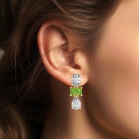 Oval, Emerald & Pear Dangling Earrings