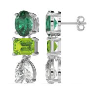 Oval, Emerald & Pear Dangling Earrings