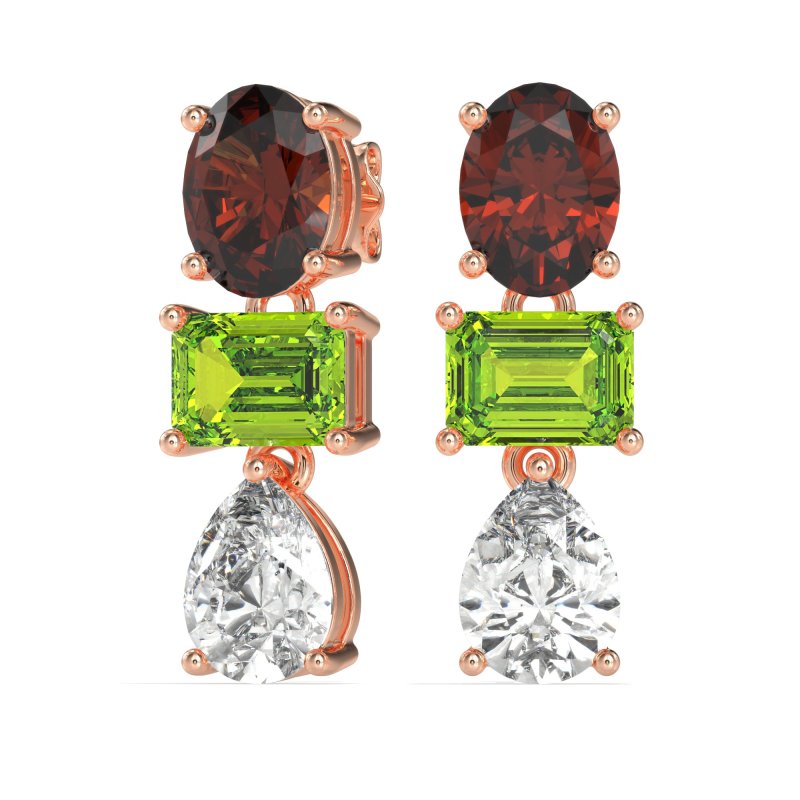 Oval, Emerald & Pear Dangling Earrings