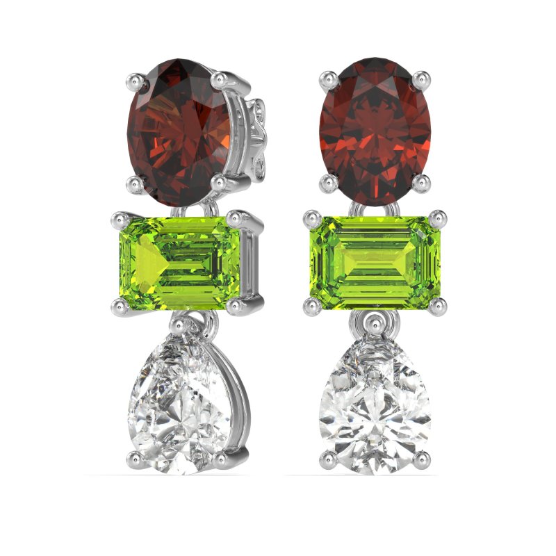 Oval, Emerald & Pear Dangling Earrings