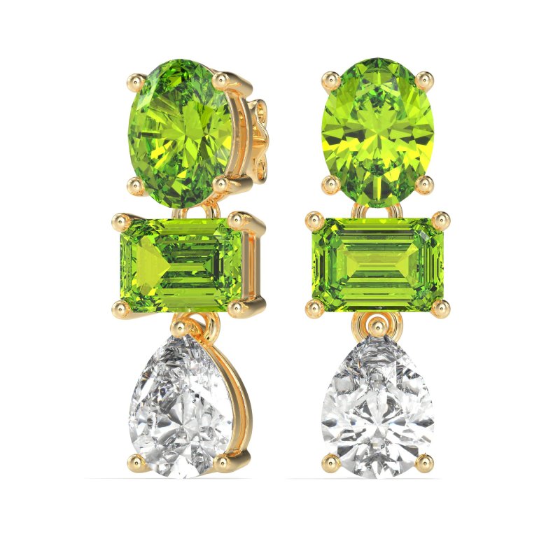 Oval, Emerald & Pear Dangling Earrings