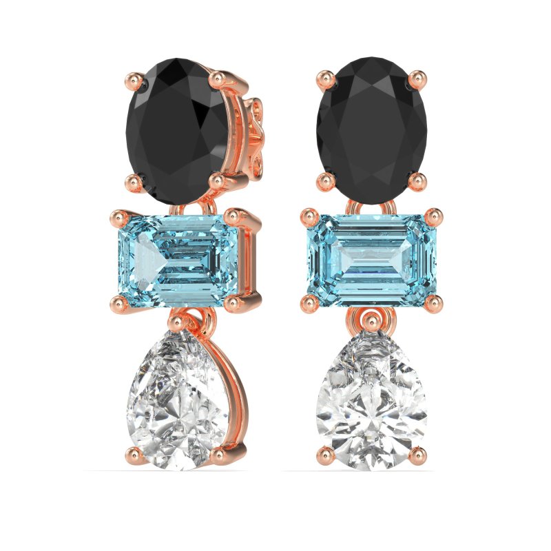 Oval, Emerald & Pear Dangling Earrings