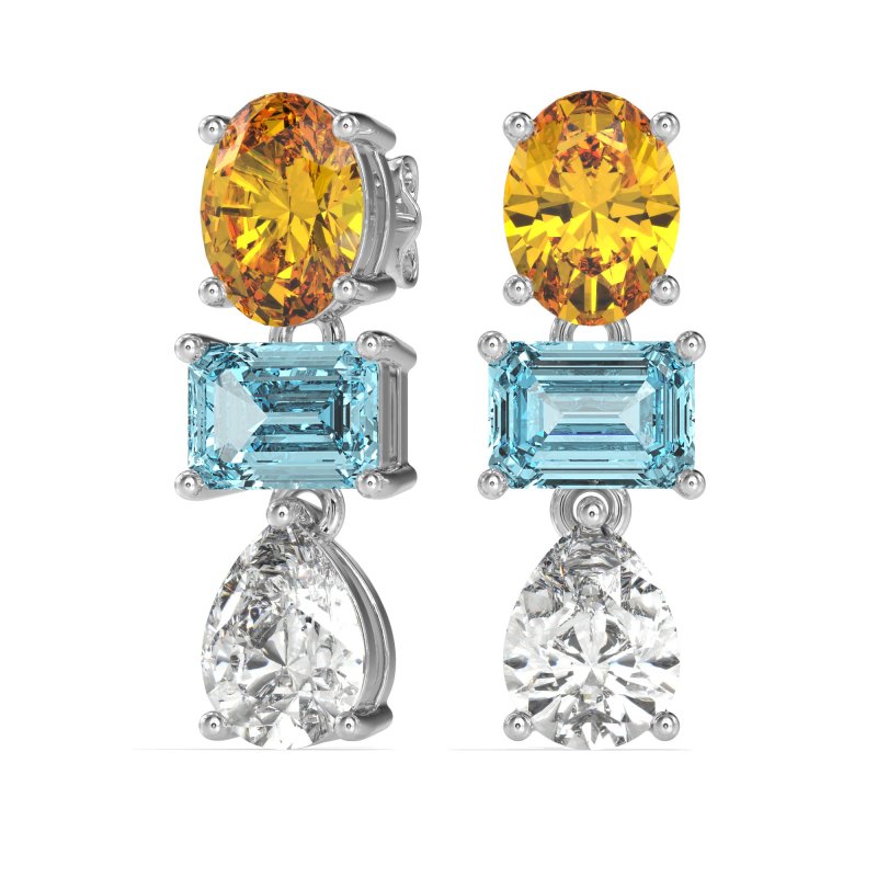 Oval, Emerald & Pear Dangling Earrings