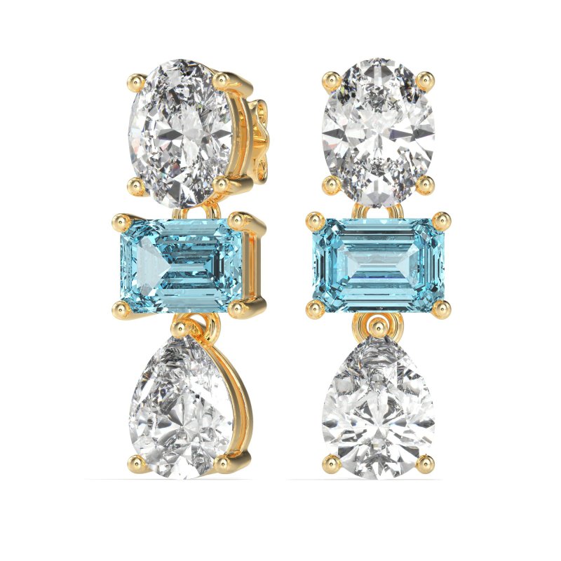 Oval, Emerald & Pear Dangling Earrings