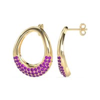 Teardrop Gemstone Hoop Earrings