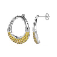 Teardrop Gemstone Hoop Earrings