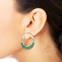 Teardrop Gemstone Hoop Earrings