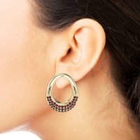 Teardrop Gemstone Hoop Earrings