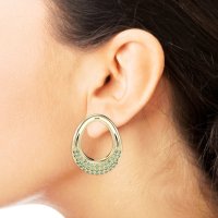 Teardrop Gemstone Hoop Earrings
