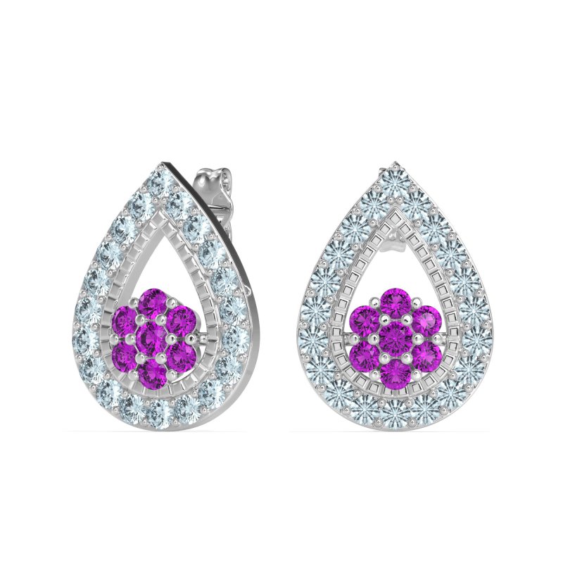 Teardrop Cluster Halo Earrings