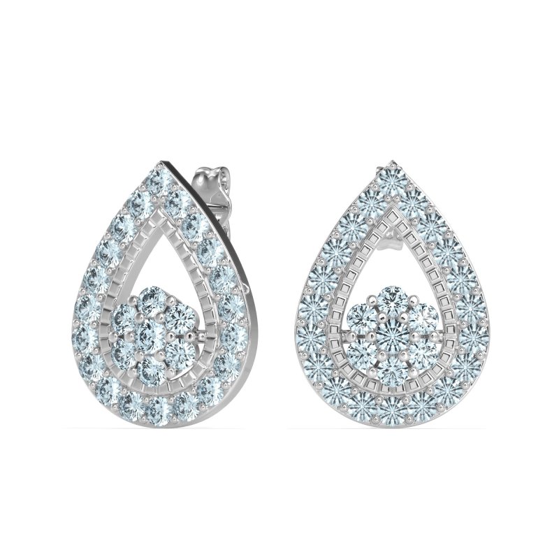Teardrop Cluster Halo Earrings