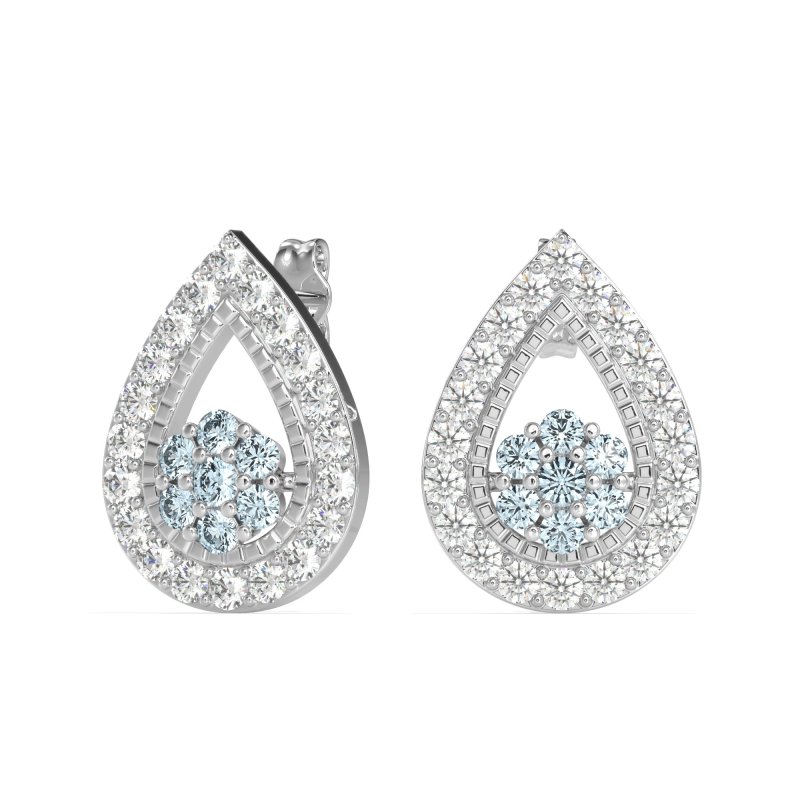Teardrop Cluster Halo Earrings