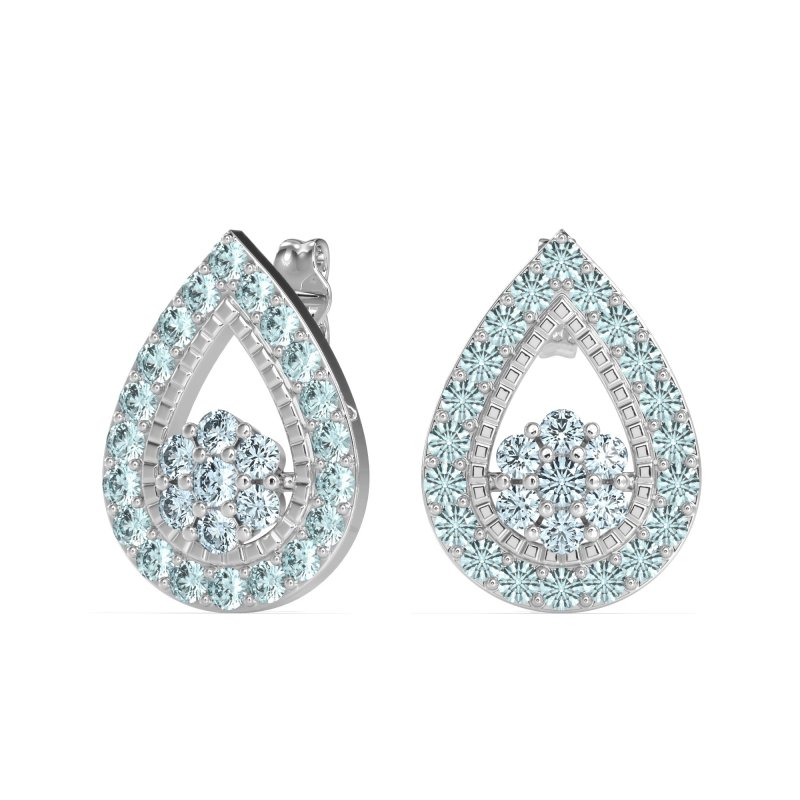 Teardrop Cluster Halo Earrings