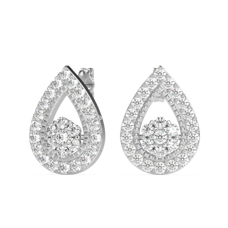 Teardrop Cluster Halo Earrings
