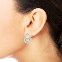 Teardrop Cluster Halo Earrings