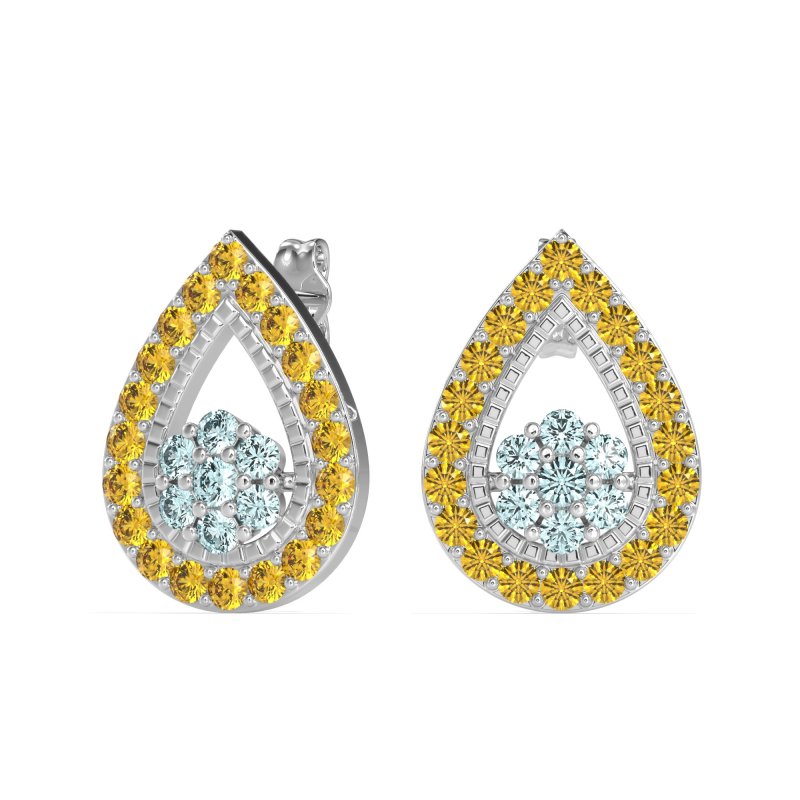 Teardrop Cluster Halo Earrings