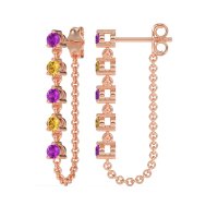 Dangling Chain Stud Drop Earrings