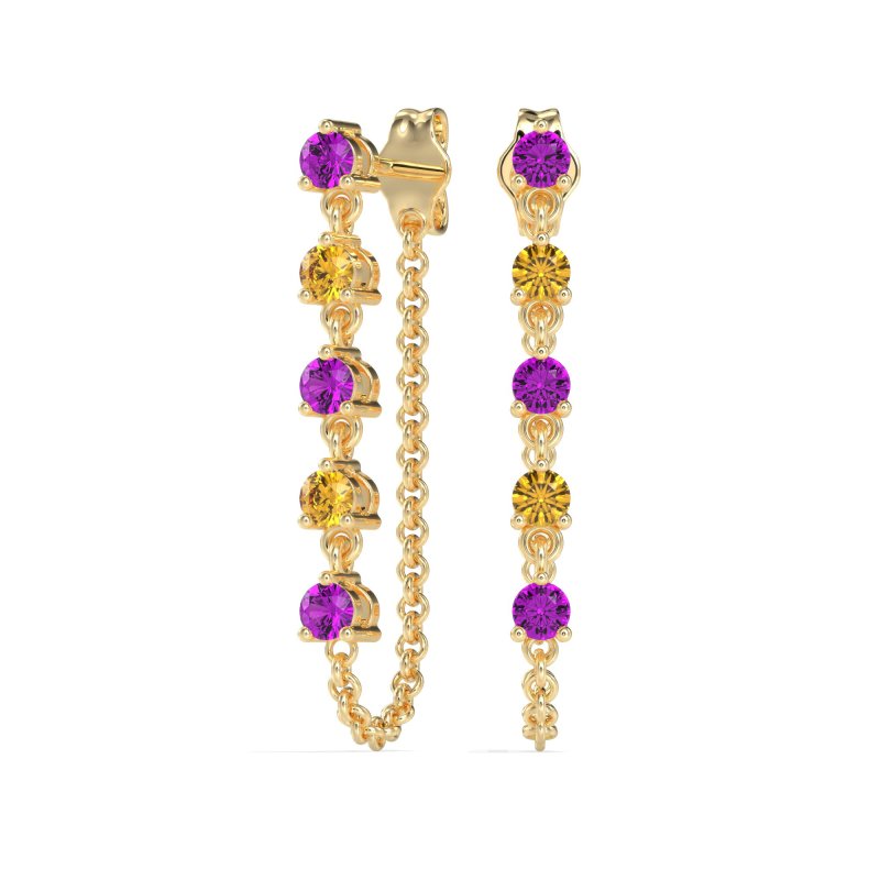 Dangling Chain Stud Drop Earrings