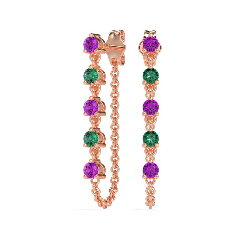 Dangling Chain Stud Drop Earrings