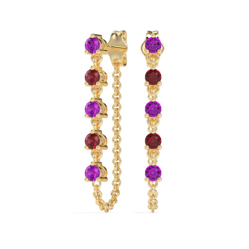 Dangling Chain Stud Drop Earrings